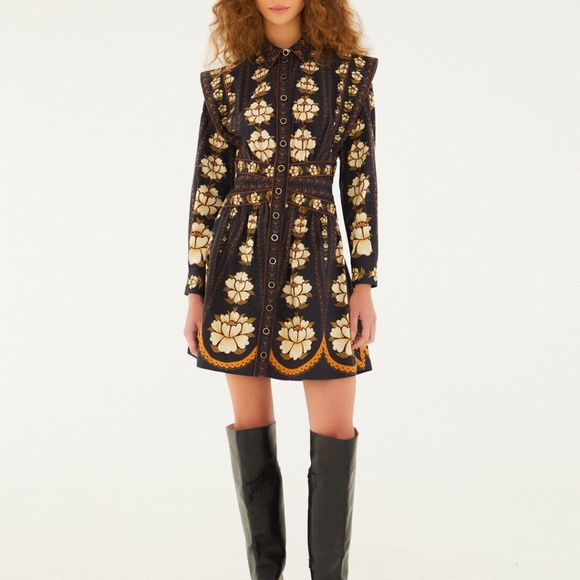 Farm Rio Black Bold Flowers Mini Dress - Picture 3 of 8